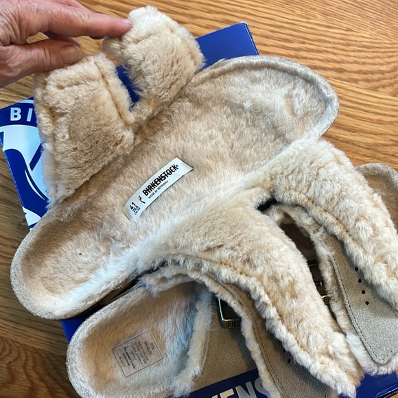 Birkenstock Arizona Shearling Suede Leather Sandal Size 10 New in Box - Picture 14 of 17